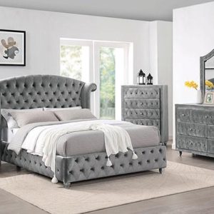 Gray Wood Queen 5-Piece Bedroom Set CM7130 | Glamorous Elegance