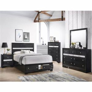 REGATA 4670 4-Piece Black Bedroom Set is a Modern Storage Bed