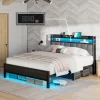 Modern Bed Frame with Storage and RGBW Led (Metal)