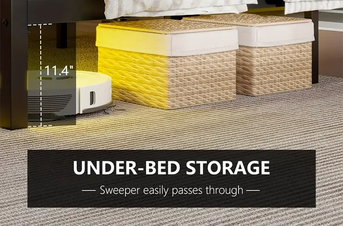 Modern Bed Frame with Storage and RGBW Led (Metal) - Image 3