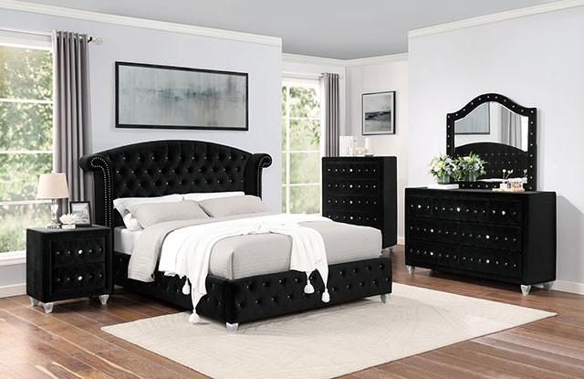 Black Solid Wood Queen 5-Piece Bedroom Set CM7130