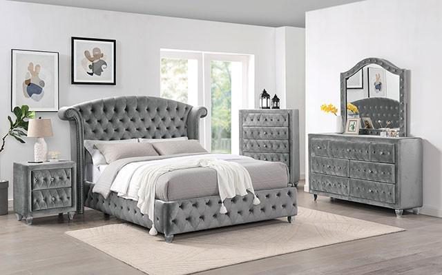 Gray Wood Queen 5-Piece Bedroom Set CM7130 | Glamorous Elegance