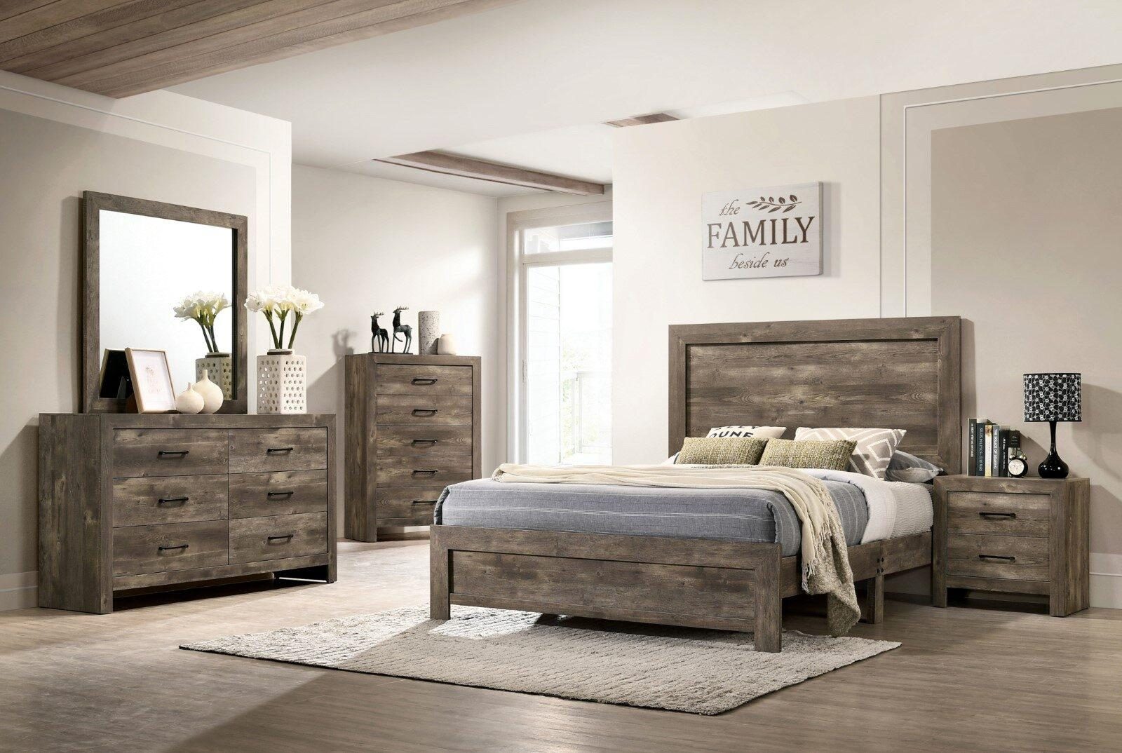 Larissa CM7148 4-Piece Rustic Queen Bedroom Set | Timeless Elegance